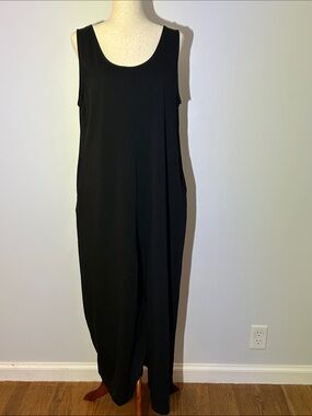 Black Sleeveless Wide Leg Boho Jumpsuit/Romper/Overalls Large
